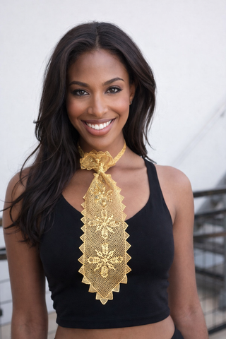 Gold and Silver Tie Lace Necklaces